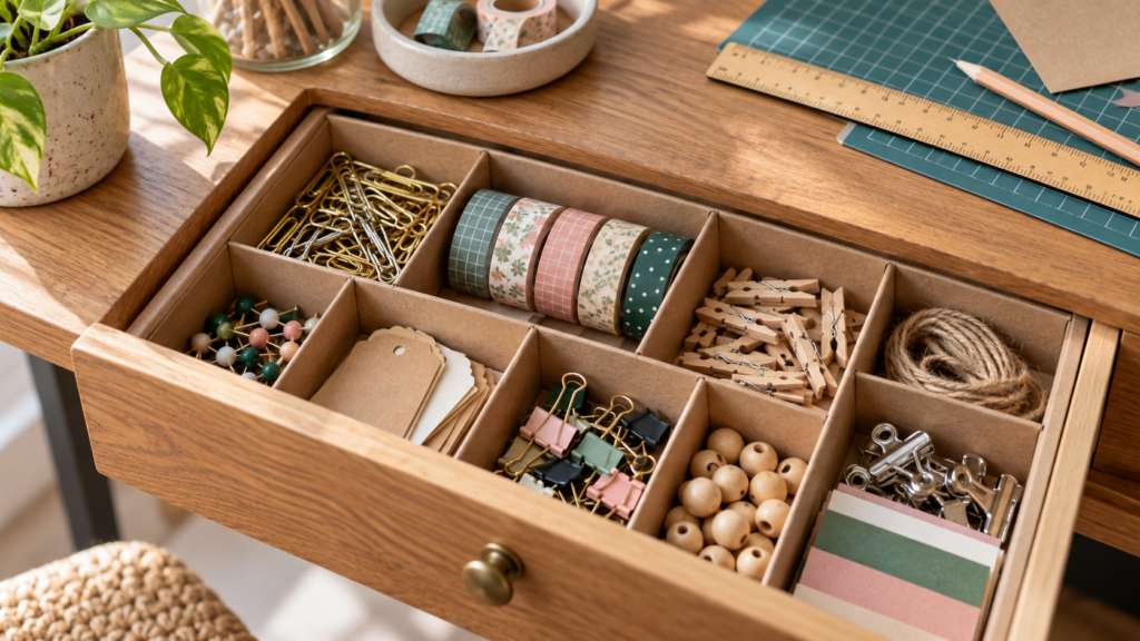 Neat drawer organizer dividers made from reused cardboard